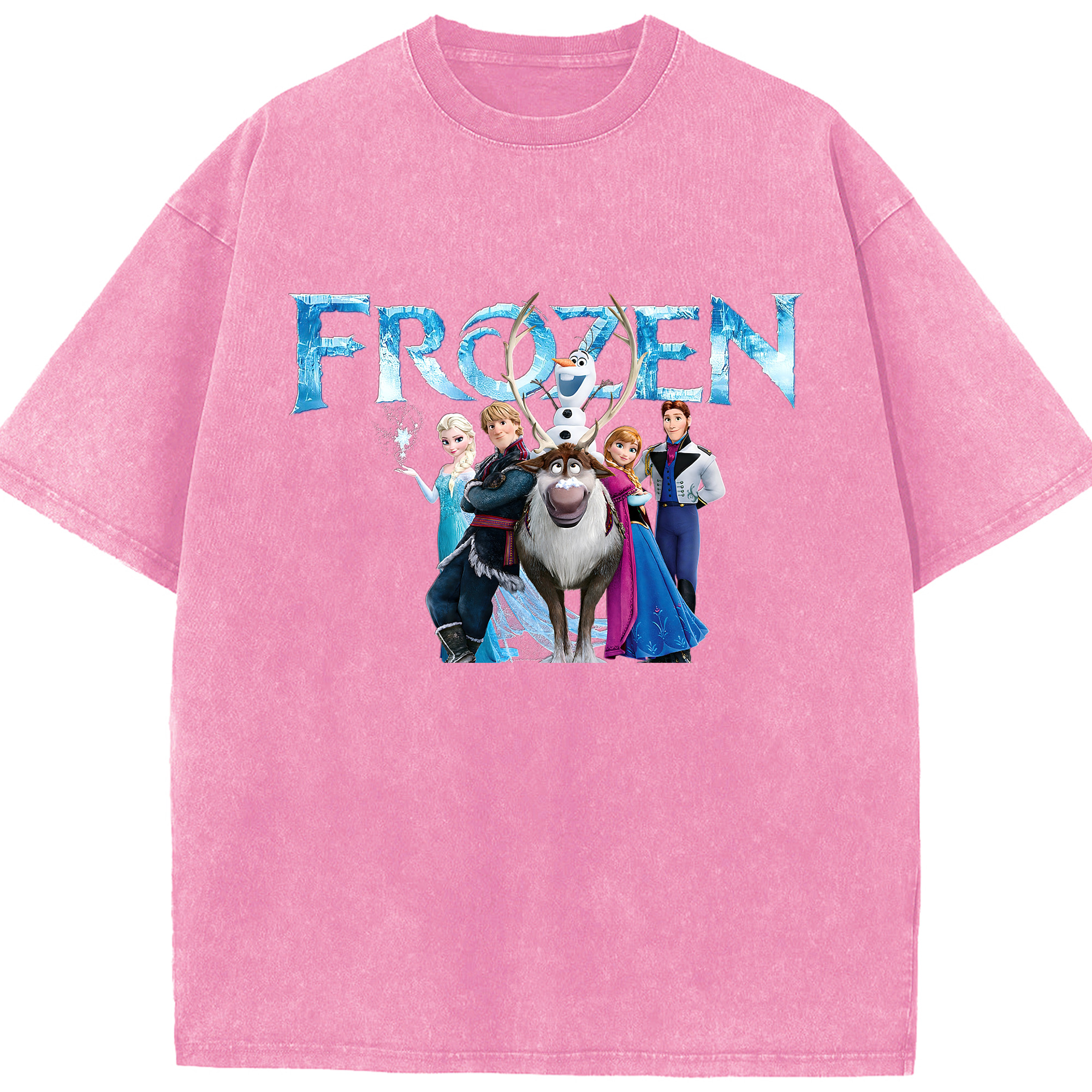 （画像用） アナと雪の女王 アンナ エルサ Frozen Anna Elsa 綿100% ヴィンテージ風 半袖Tシャツ（フロントプリント）